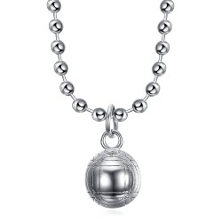 Pendant pétanque ball and chain Stainless steel Silver IM#23915