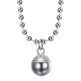 Pendant pétanque ball and chain Stainless steel Silver IM#23915