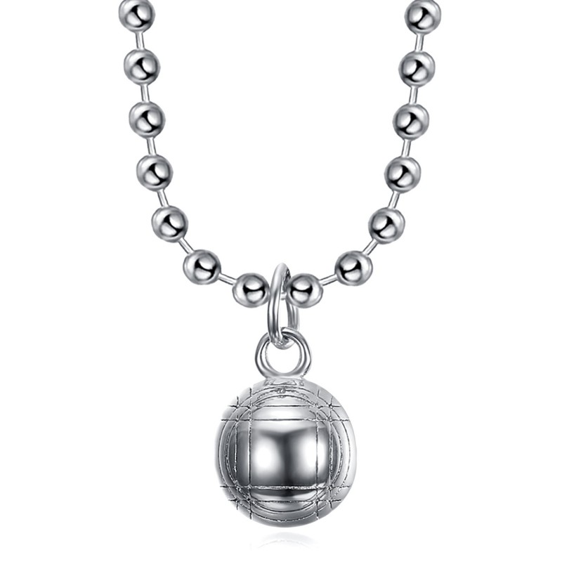 Pendentif boule de pétanque et chaîne Acier inoxydable Argent  IM#23915