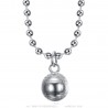 Pendentif boule de pétanque et chaîne Acier inoxydable Argent  IM#23916