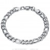 Gourmette homme bracelet maille figaro Acier inoxydable Argent  IM#23929