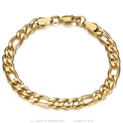 Men's bracelet figaro mesh Stainless steel Gold IM#23935