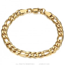 Bracciale da uomo a maglia figaro Acciaio inossidabile Oro IM#23935