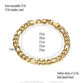 Bracciale da uomo a maglia figaro Acciaio inossidabile Oro IM#23936