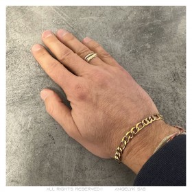 Bracciale da uomo a maglia figaro Acciaio inossidabile Oro IM#23937