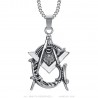 Médaillon Pendentif Franc-Maçonnerie Maître Acier Argenté  IM#23941