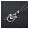 Médaillon Pendentif Franc-Maçonnerie Maître Acier Argenté  IM#23942