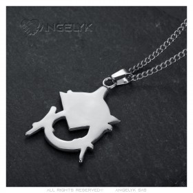 Médaillon Pendentif Franc-Maçonnerie Maître Acier Argenté  IM#23943