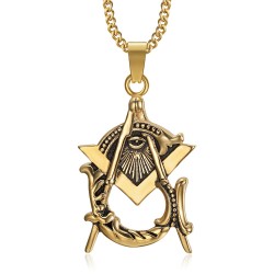 Masonic necklace Eye of Providence Stainless steel Gold IM#23946