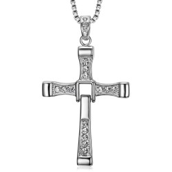 Ciondolo a Croce latina in Acciaio Inox di Zirconio 58mm  IM#23952