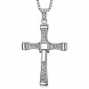 Pendentif Croix Latine Acier Inoxydable Zirconium 58mm  IM#23952