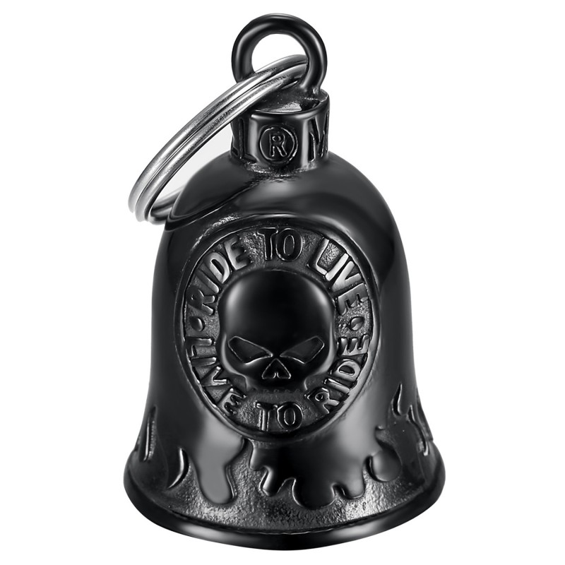 Campanello per moto Mocy Bell Skull Ride to Live in acciaio inossidabile nero IM#23959