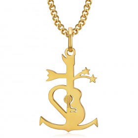 Gypsy Camargue Cross Pendant Steel and Gold IM#23979