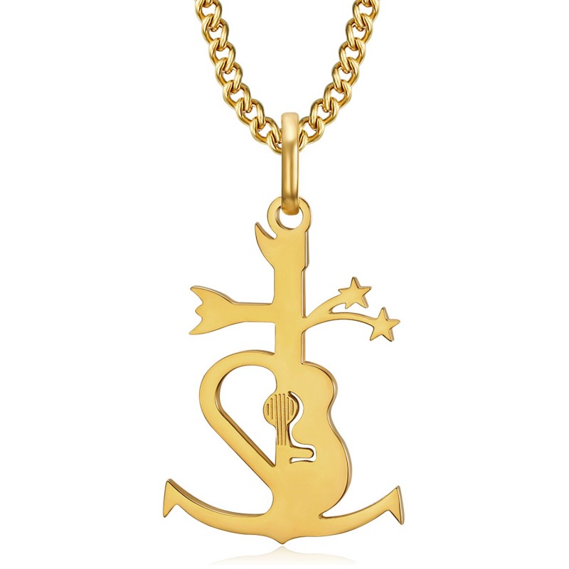 Gypsy Camargue Cross Pendant Steel and Gold IM#23979