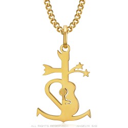 Gypsy Camargue Cross Pendant Steel and Gold IM#23980