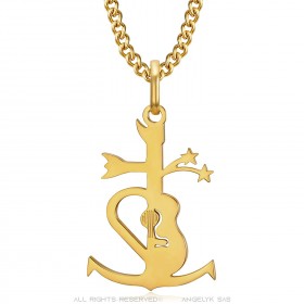 Gypsy Camargue Cross Pendant Steel and Gold IM#23980