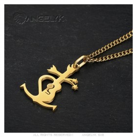 Gypsy Camargue Cross Pendant Steel and Gold IM#23981