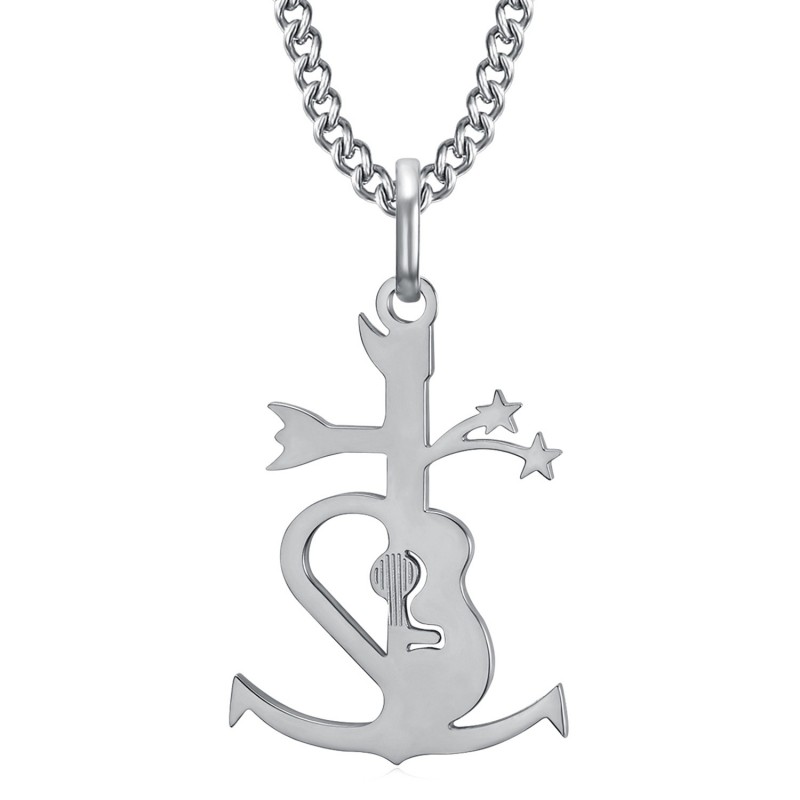 Pendentif croix de Camargue des gitans Acier inoxydable Argent  IM#23985