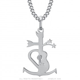 Pendentif croix de Camargue des gitans Acier inoxydable Argent  IM#23986