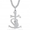 Pendentif croix de Camargue des gitans Acier inoxydable Argent  IM#23986