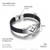Bracelet Franc-maçon Compagnon Silicone Acier inoxydable 21cm  IM#24028