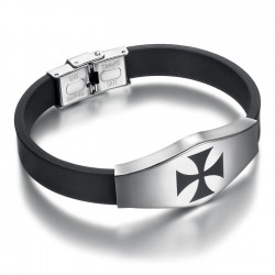 Templar Cross Bracelet Silicone Stainless Steel 21cm IM#24032