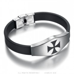 Templar Cross Bracelet Silicone Stainless Steel 21cm IM#24033