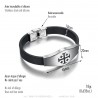 Armband Jerusalemkreuz Templer Silikon Edelstahl 21cm IM#24040