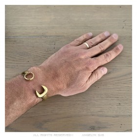 Armband Flachschlüssel Edelstahl Gold Biker Mechaniker IM#24063