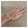 Bracciale piatto a chiave in acciaio inox oro Biker meccanico IM#24063