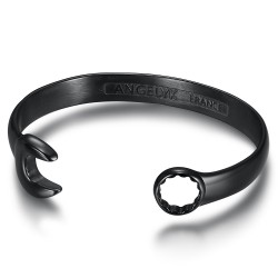 Flat Key Bracelet Stainless Steel Black Biker Mechanic IM#24066