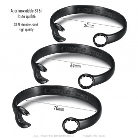 Bracelet clé plate Acier inoxydable Noir Biker Mécanicien  IM#24068