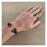 Chiave piatta Bracciale in acciaio inox nero Biker meccanico IM#24071