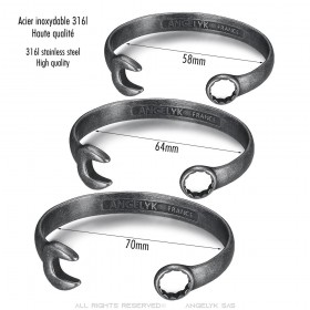 Bracelet clé plate Acier inoxydable Retro Biker Mécanicien  IM#24076