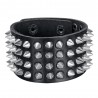 Pulsera punk fuerza Studded Fuerza 4 filas Cuero Negro IM#24082