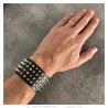 Bracciale punk forza borchiato forza 4 file pelle nera IM#24086