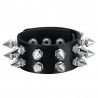 Pulsera punk fuerza Studded Fuerza 2 filas Cuero Negro IM#24089