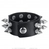 Bracelet punk de force Clouté Force 2 rangs Cuir Noir  IM#24090