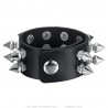 Bracelet punk force Studded Force 2 rows Leather Black IM#24090