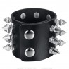 Bracelet punk de force Clouté Force 3 rangs Cuir Noir  IM#24097