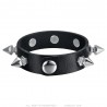 Fuerza punk pulsera Studded Fuerza 1 fila Cuero Negro IM#24104