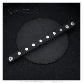 Force punk bracelet Studded Force 1 row Leather Black IM#24106