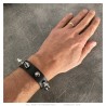 Bracelet punk de force Clouté Force 1 rang Cuir Noir  IM#24107