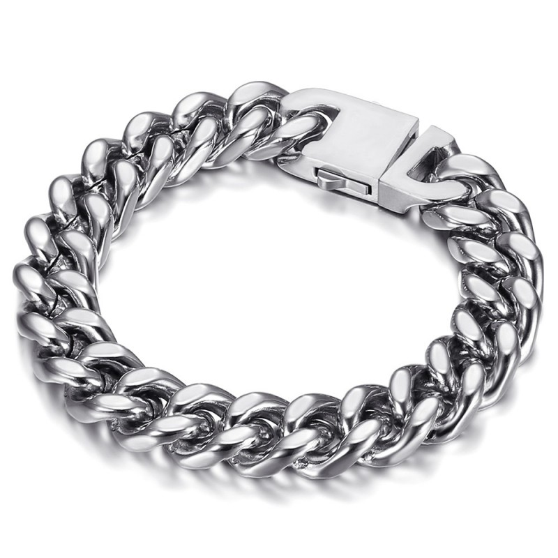 Bracelet gourmette homme argent Acier inoxydable 13mm 21cm