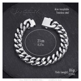 Pulsera para hombre 13mm plata acero inoxidable 21cm IM#24127