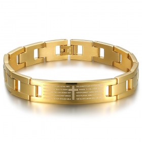 Bracciale regolabile da uomo Acciaio inossidabile Croce di preghiera in oro 22cm IM#24131