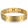 Bracciale regolabile da uomo Acciaio inossidabile Croce di preghiera in oro 22cm IM#24131