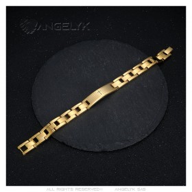 Herrenarmband verstellbar Edelstahl Gold Kreuz Gebet 22cm IM#24133