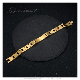 Herrenarmband verstellbar Edelstahl Gold Kreuz Gebet 22cm IM#24134