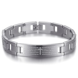 Adjustable Men's Bracelet Stainless Steel Silver Cross Prayer 22cm IM#24138